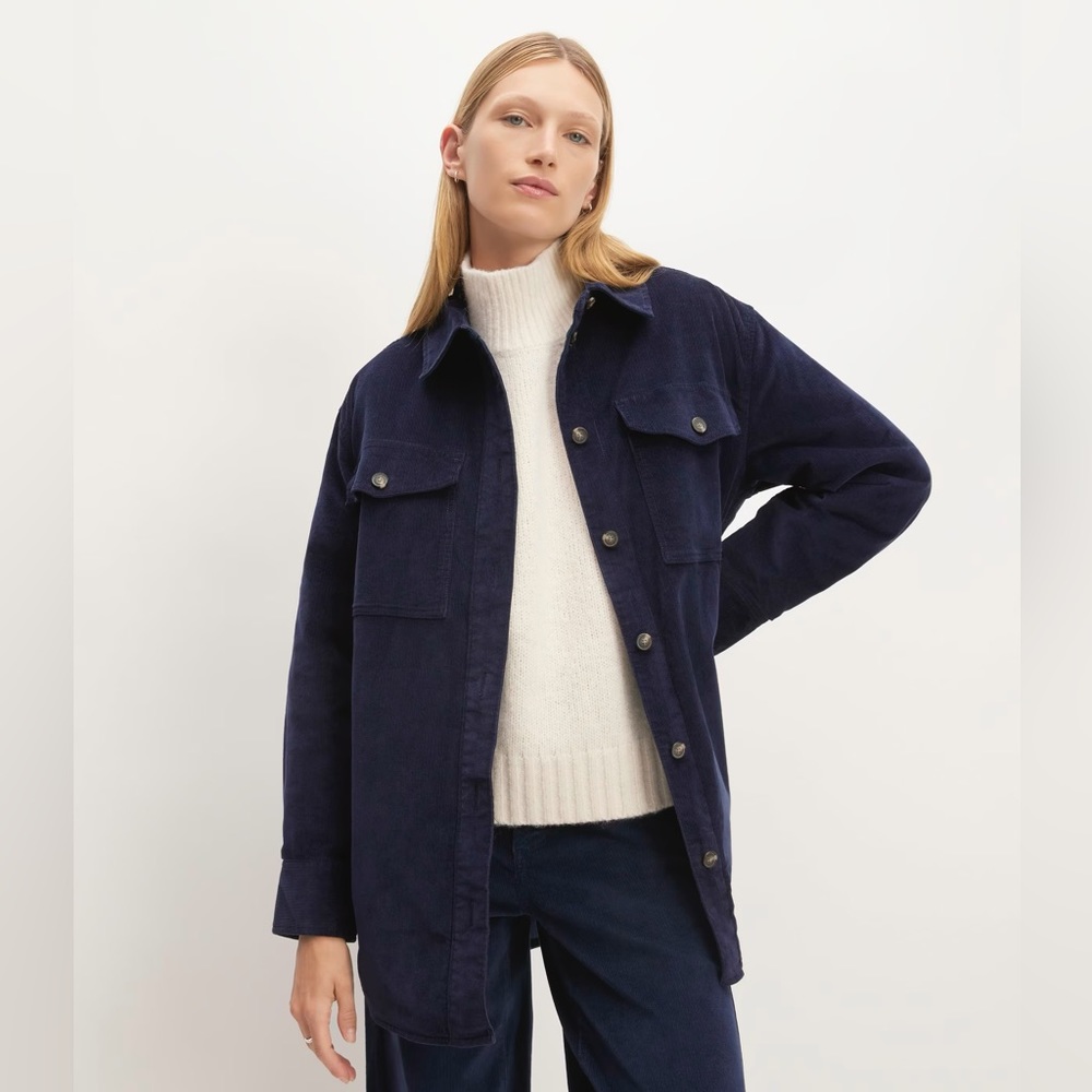 Everlane The Corduroy Oversized Shirt Jacket (Navy)